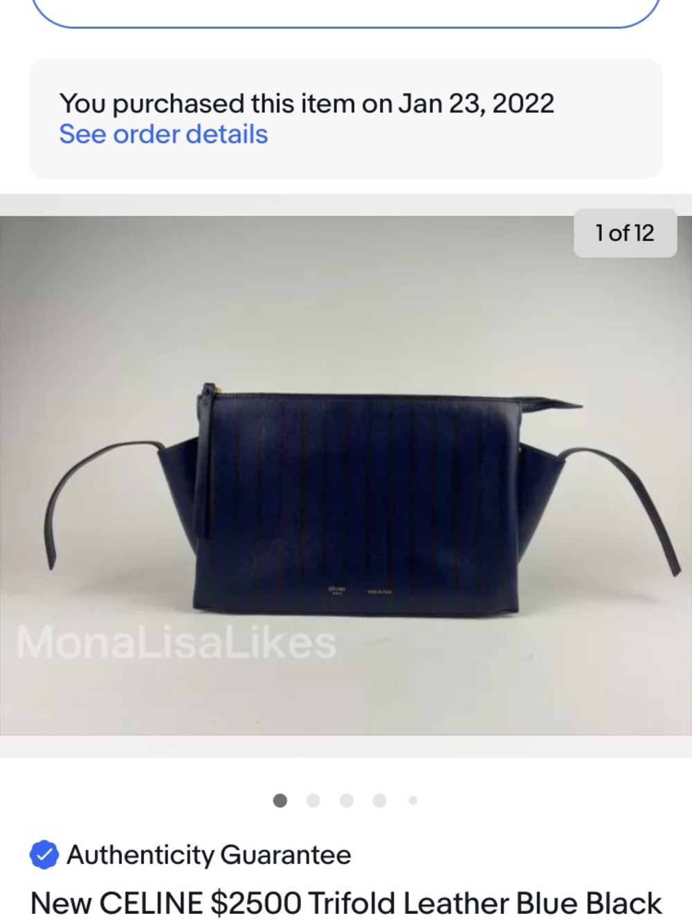 Celine Navy and Gold Chain Crossbody Bag